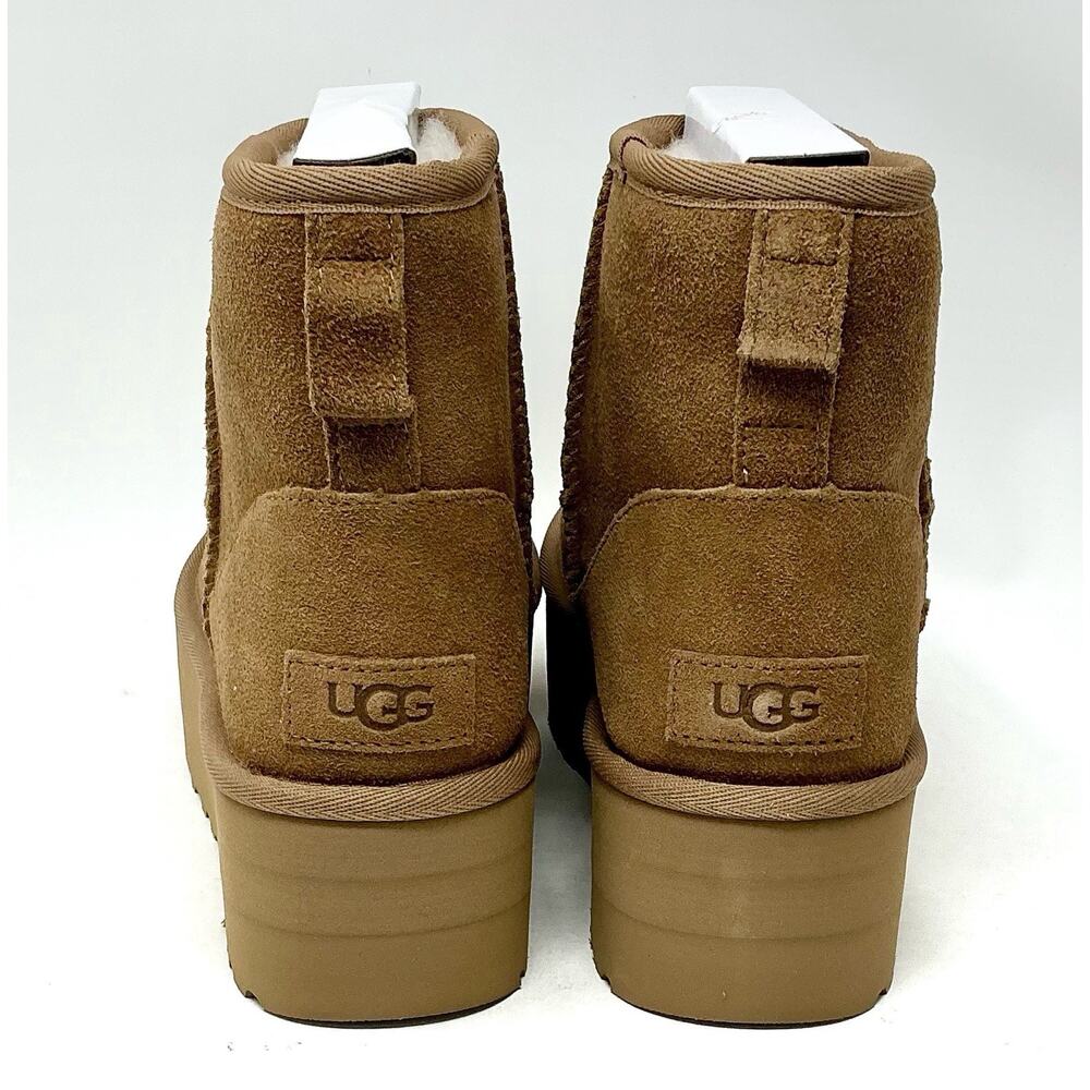 UGG Women Classic Mini Platform Suede Chestnut Boots NIB - Picture 8 of 16